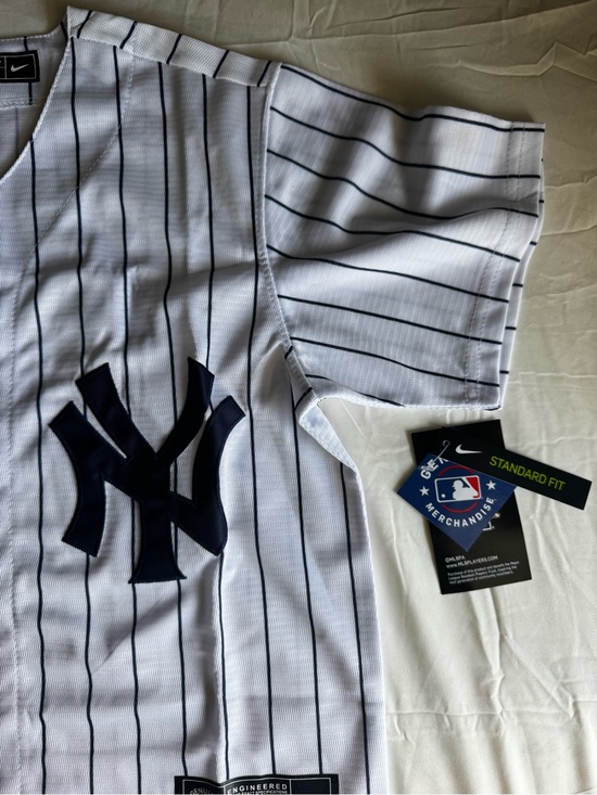Nike Other - Nike New York Yankees White Pinstripe Jersey with Navy Logo